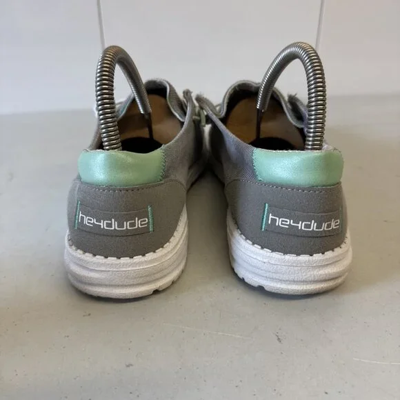 Hey Dude Wendy Corduroy Womens Size 8 Glacier Gray Teal Athletic Slip On Shoes - Picture 4 of 7